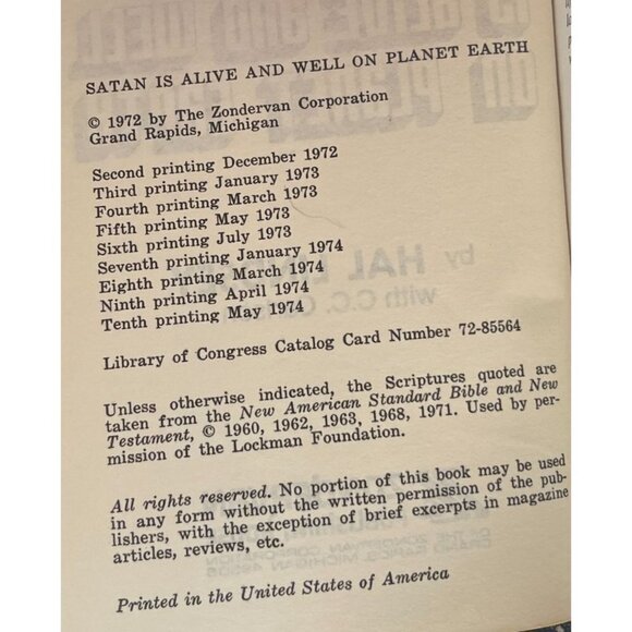 Satan Is Alive And Well On Planet Earth Hal Lindsey Paperback 1972 - Picture 4 of 4
